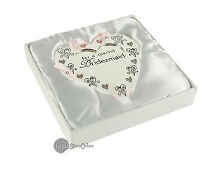 SILVERPLATED HEART PLAQUE BRIDESMAID